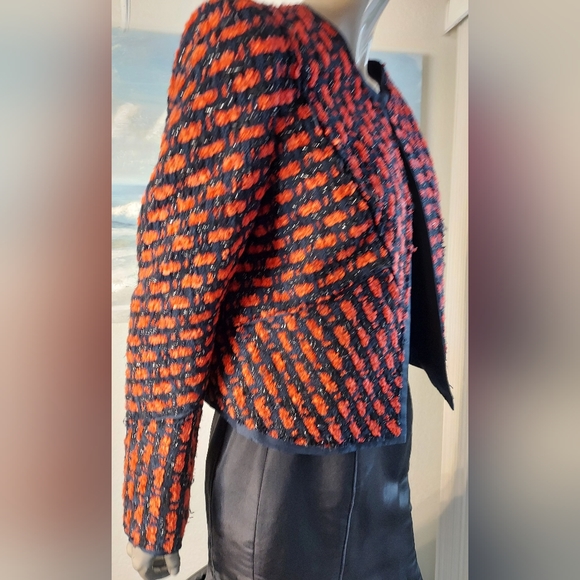 *$2,500 OSCAR DE LA RENTA PICASSO EXCLUSIVE TWEED SILK LINED RUNWAY JACKET US 12 - Picture 7 of 15